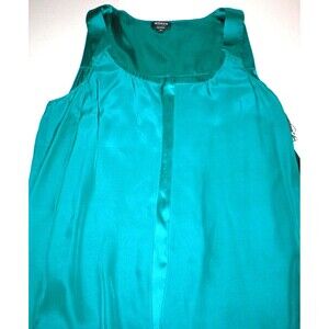 NWT Worth NY Womens 14 Top Designer New York Blouse Silk Blue Emerald Aqua Teal